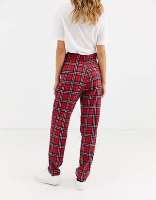 Heartbreak belted tailored trousers in red check