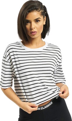 Urban Classics Women's Ladies Short Striped Oversized Tee T Shirt