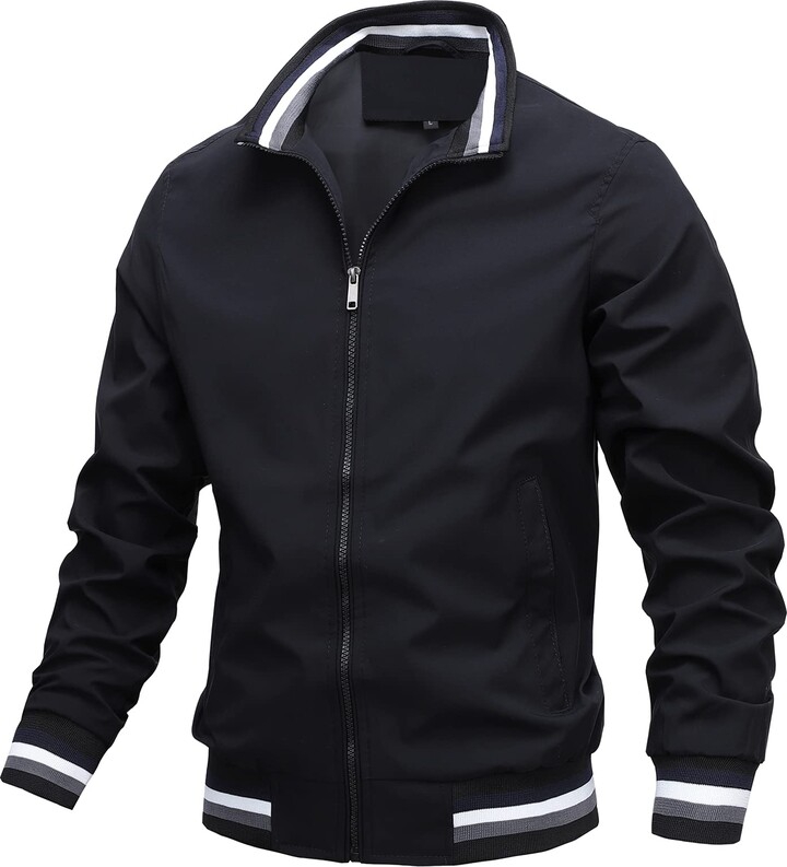 AIEOE Mens Harrington Jacket Vintage Bomber Jackets Stand Collar