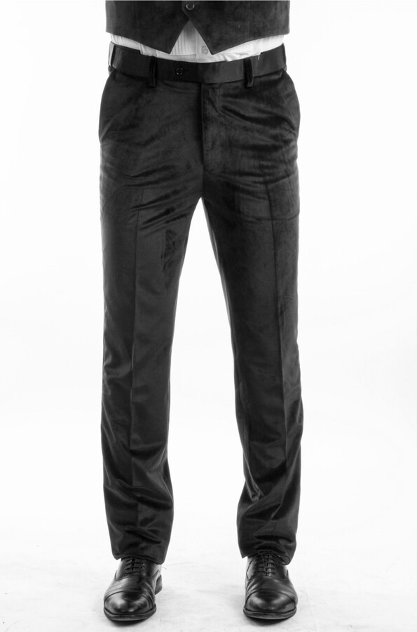 mens black velvet trousers | Men's Soft Velvet Trousers Classic Dinner Part  Tailored Fit Dress Pants