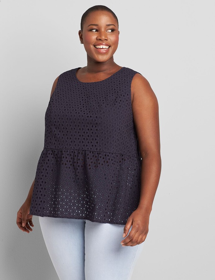 Womens plus size eyelet tops Clearance