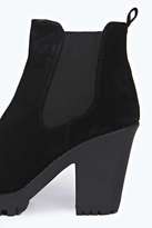 Thumbnail for your product : boohoo Olivia Suedette Elastic Insert Cleated Boot