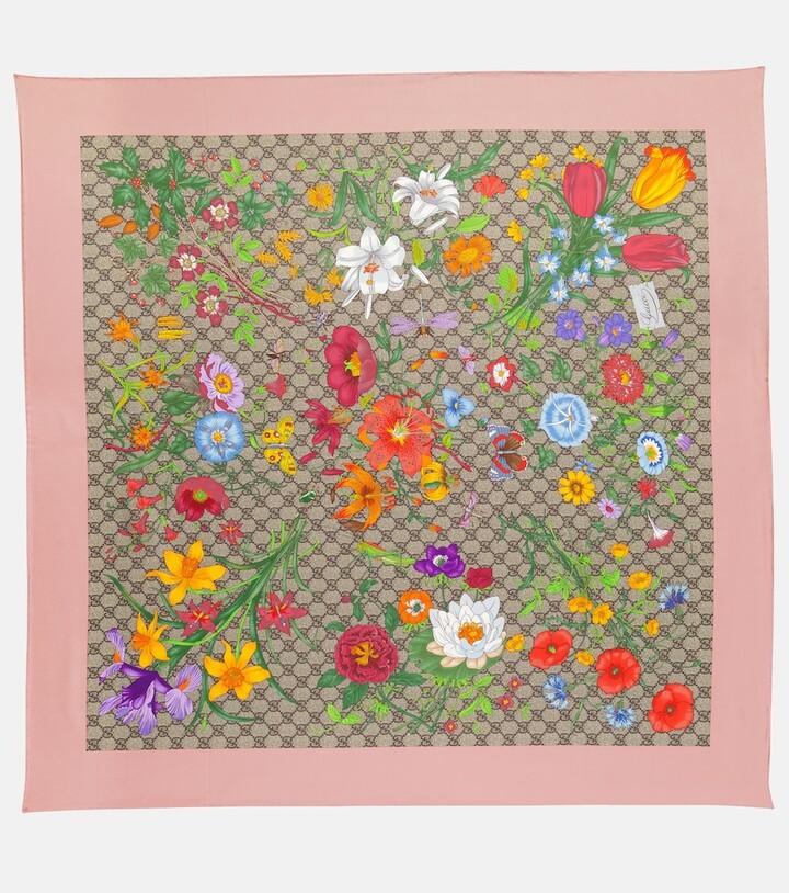 GG Flora silk scarf