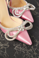 Thumbnail for your product : MACH & MACH Double Bow Crystal-embellished Silk-satin Point-toe Pumps - Pink