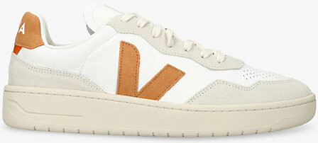 Veja Mens White/Oth V-90 Logo-Embroidered Leather Low-Top Trainers Eur 40 / 6 Uk Men