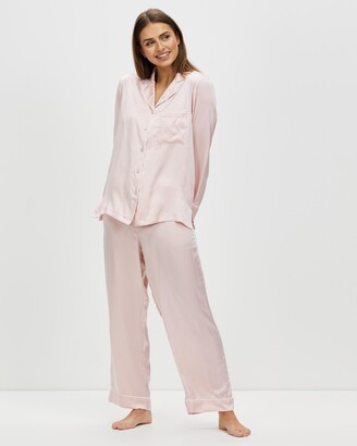Papinelle Women's Pyjamas - Sylvie Silk Piped Full Length PJ Set