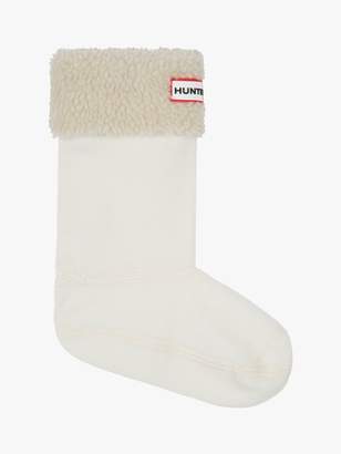 Hunter Children's Original Sheppy Fleece Cuff Boot Welly Socks, Natural White