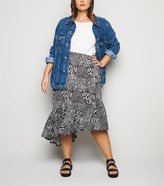 Thumbnail for your product : New Look Blue Vanilla Curves Animal Print Midi Skirt