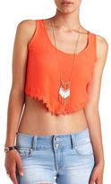 Thumbnail for your product : Charlotte Russe Crochet-Trimmed Swing Crop Top