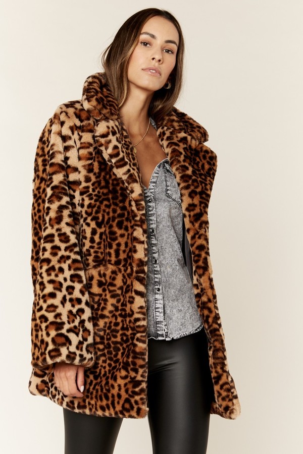 Gini London Leopard Print Faux Fur Coat Jacket - ShopStyle Day Dresses