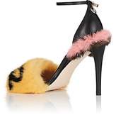 Thumbnail for your product : Fendi Women's Fur-Trimmed Leather Sandals - Black