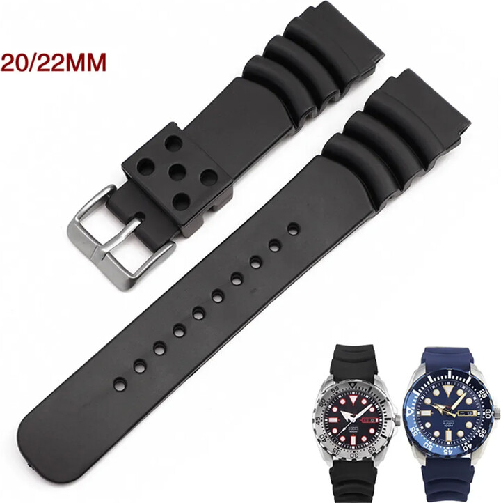 None 20mm 22mm 24mm Diver Watch Band for Seiko Water Ghost Men Waterproof Sport Silicone Rubber Watchband Bracelet for Casio Strap