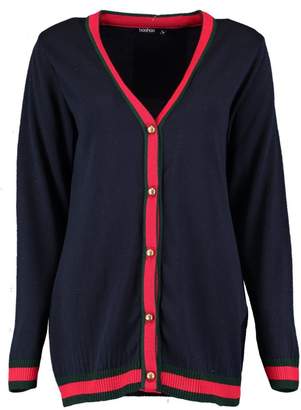 boohoo V Neck Tipped Button Up Cardigan