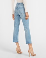 Thumbnail for your product : Express High Waisted Embellished Dot Cropped Flare Jeans