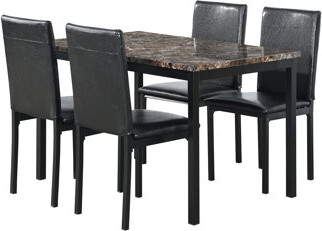 LUTINMUE Furniture 5 Piece Metal Dinette Set With Faux Marble Top, Dinning Set, Table & 4 Chairs