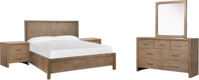 Latitude Run Panel Bed 2 Nightstands And Drawer Dresser With Portrait Mirror