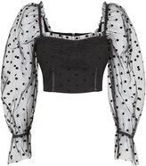 Thumbnail for your product : New Look Spot Mesh Puff Sleeve Crop Top