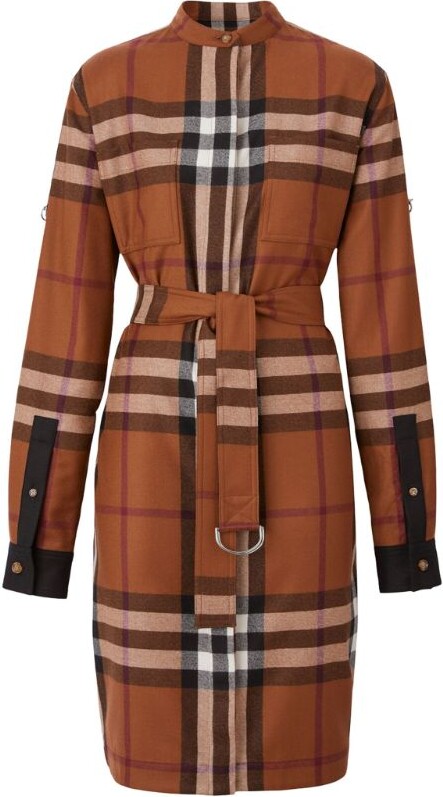 Burberry Checked Belted Shirt Dress - ShopStyle