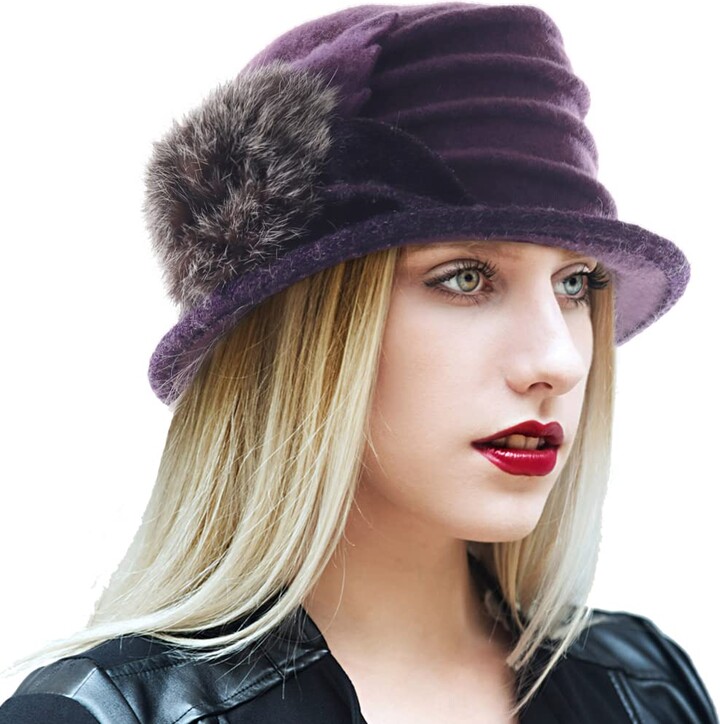 Ruphedy Women Berets Hat Winter Vintage Wool Dress French Beret Cloche Bucket Hats 1920s ShopStyle