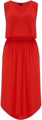 Pour Moi? Pour Moi Jenny Shirred Waist Midi Jersey Dress - Red