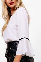Thumbnail for your product : boohoo Contrast Flare Sleeve Woven Top