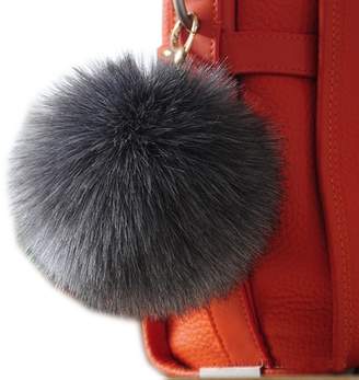 Modelshow 2pcs/lot Faux Rabbit Long Fur Ball Fluffy Fuzzy Pom Pom Ball Pompon Pendant with Golden Keychain Ring for Handbag Wallet(grey)