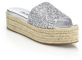 Thumbnail for your product : Miu Miu Glittered Leather Espadrille Platform Sandals