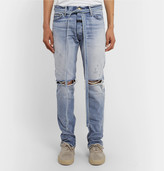 Thumbnail for your product : Fear Of God Slim-Fit Tapered Belted Distressed Selvedge Denim Jeans