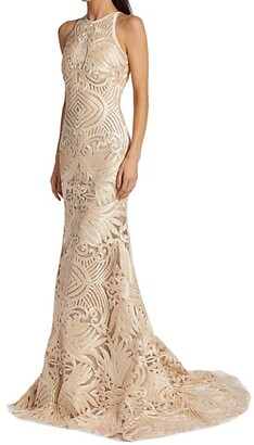 Naeem Khan Resort Ribbon-Embroidered Gown