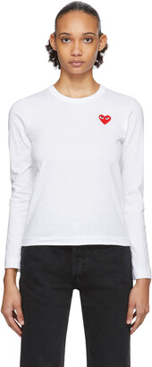 Comme des Garcons Play White Heart Patch Long Sleeve T-Shirt