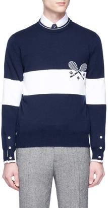 Thom Browne Tennis racket intarsia stripe cashmere sweater