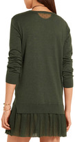 Thumbnail for your product : RED Valentino Cashmere And Point D'esprit Mini Sweater Dress - Dark green