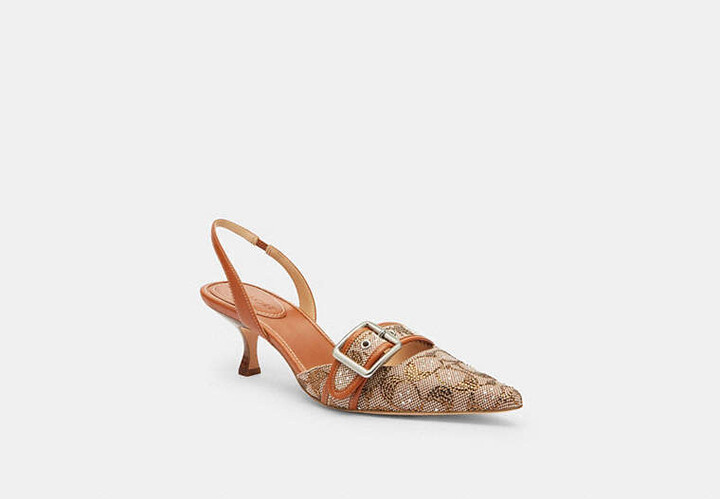 Coach Margot Slingback In Crystal Signature Jacquard