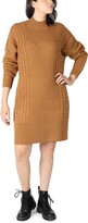 Thumbnail for your product : Sandra Darren Long Sleeve High Neck Textured Rib Sheath Sweater Dress - Spice, Medium