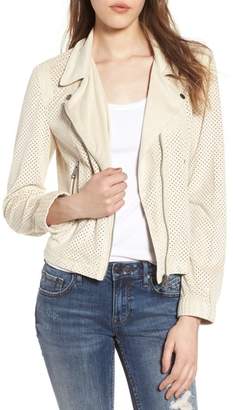 Vigoss Perforated Faux Suede Moto Jacket