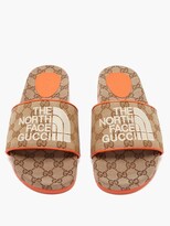Thumbnail for your product : Gucci X The North Face Logo-embroidered Slides - Brown