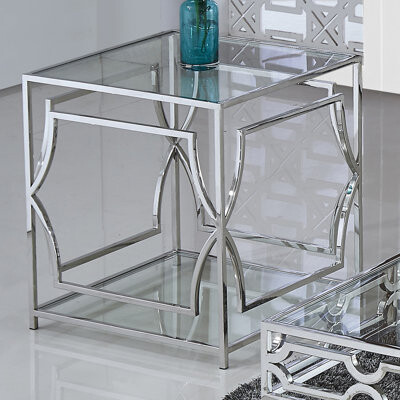 BestMasterFurniture Glass Frame End Table with Storage