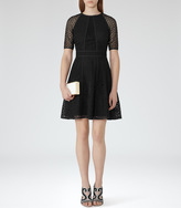 Thumbnail for your product : Reiss Bounty TEXTURAL OVERLAY DRESS BLACK