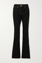 Thumbnail for your product : Versace Embroidered Frayed High-rise Flared Jeans