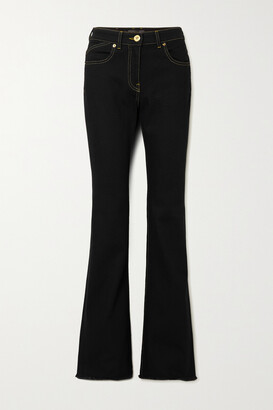 Versace Embroidered Frayed High-rise Flared Jeans