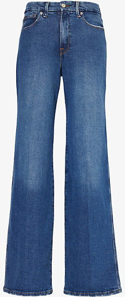 Good American Womens Bblue383 Good Skate Five-Pockets Wide-Leg High-Rise Stretch-Denim Blend Jeans 8