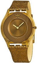 Thumbnail for your product : Swatch Hexed Bronze Dial Brown Dot Leather Ladies Watch SFC105