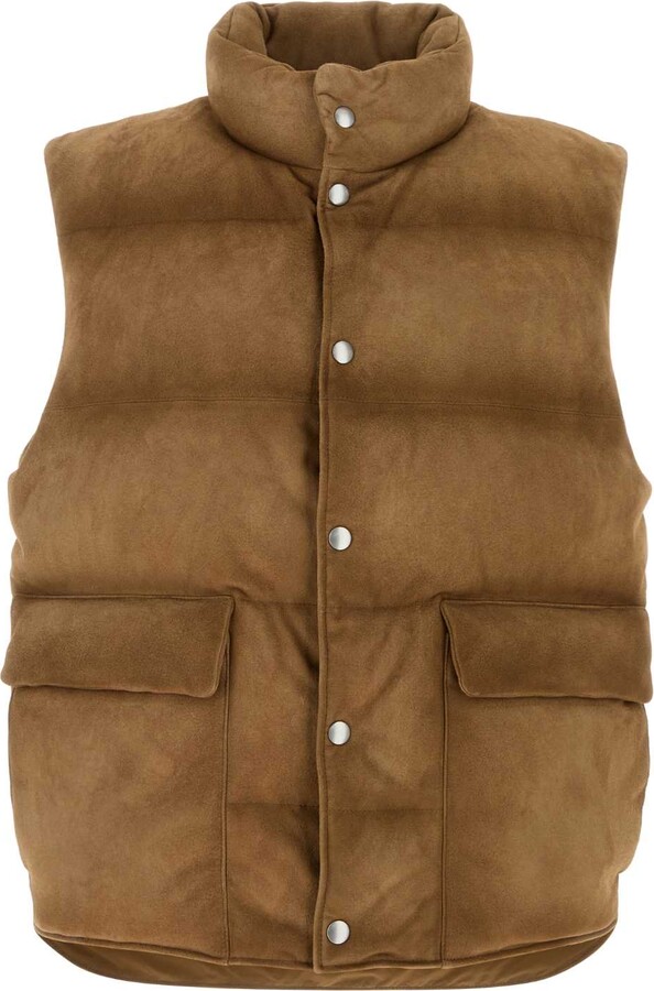 Prada Biscuit Suede Sleeveless Down Jacket