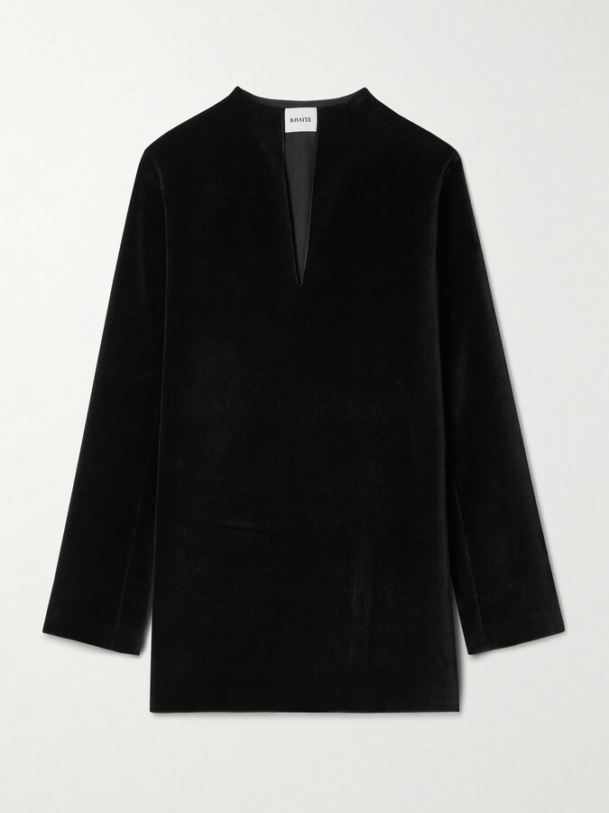 KHAITE - Aleena Velvet Mini Dress - Black