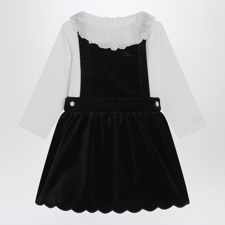 White and blue velvet dress