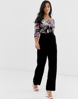 Thumbnail for your product : Little Mistress Petite bardot embroidered upper jumpsuit