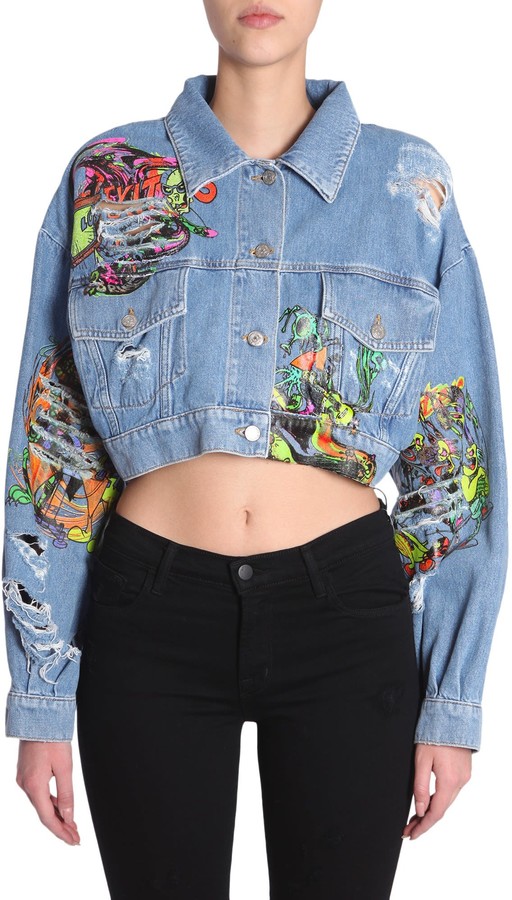 destroyed cropped denim jacket