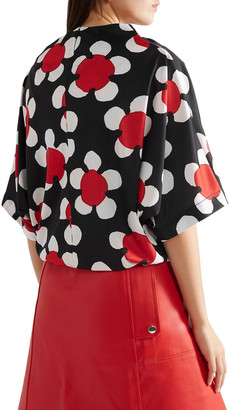 Marc Jacobs Oversized Draped Floral-print Jersey Top