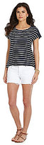 Thumbnail for your product : Gianni Bini Belle Striped Crochet-Shoulder Top