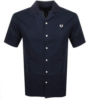Fred Perry Short Sleeved Revere Collar Shirt Navy